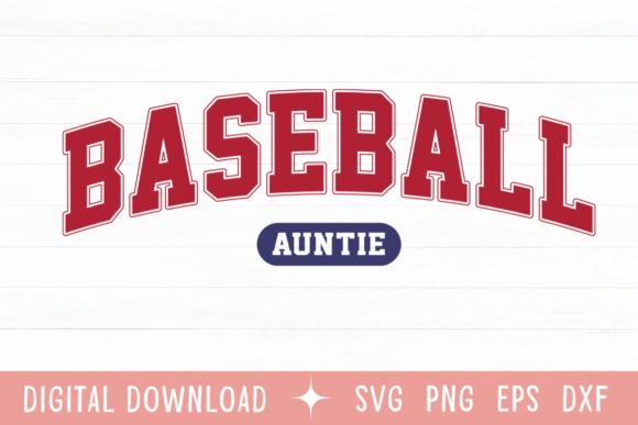 Baseball Auntie Color Retro Varsity SVG for T-Shirt Designs