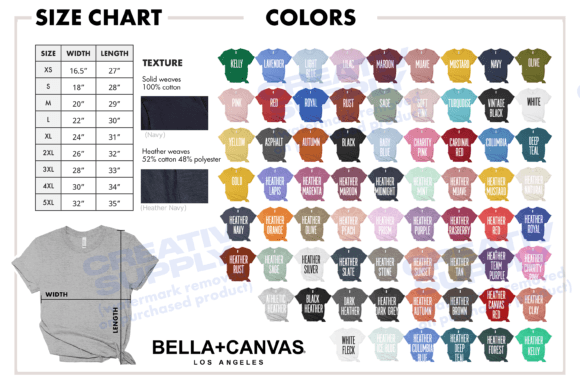 Bella Canvas Color Chart Mockup 3001: Graphics for T-Shirts