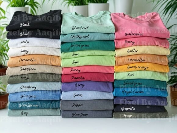 Comfort Colors C1717 T Shirt Color Chart for Graphics and Product Mockups