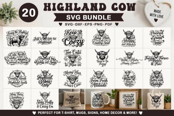 Funny Highland Cow Graphics for T-Shirt Designs