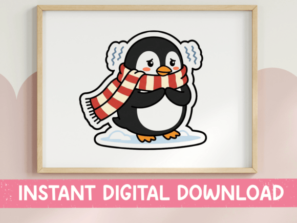 Grumpy Penguin Graphics for Winter T-Shirt Designs