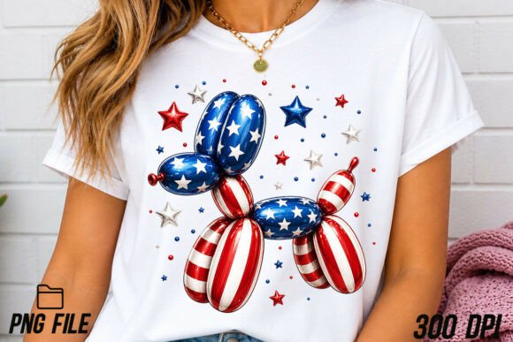 Patriotic Balloon Dog PNG: Graphics & T-Shirt Designs