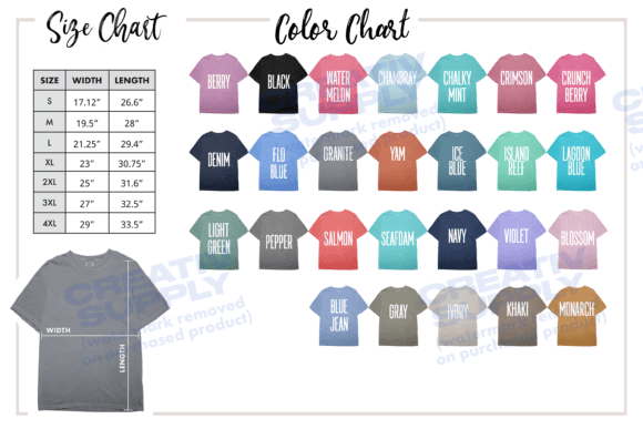 Reviewing Size and Color Chart Comfort Colors 1717 for T-Shirts