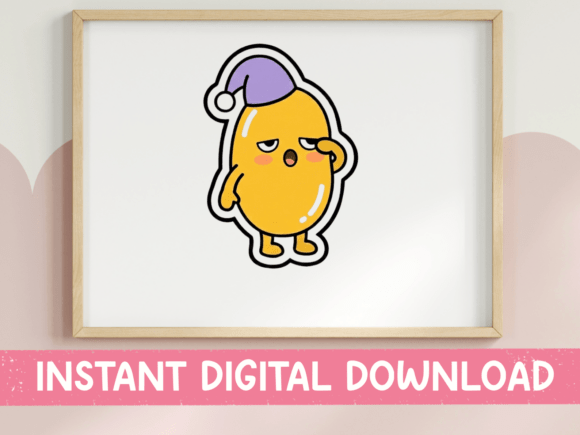 Sleepy Kawaii Bean Graphics for T-Shirt Designs