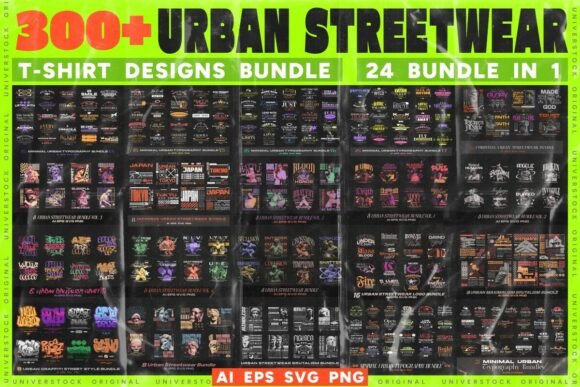 Urban Streetwear T-Shirt Designs Bundle: Graphics Review